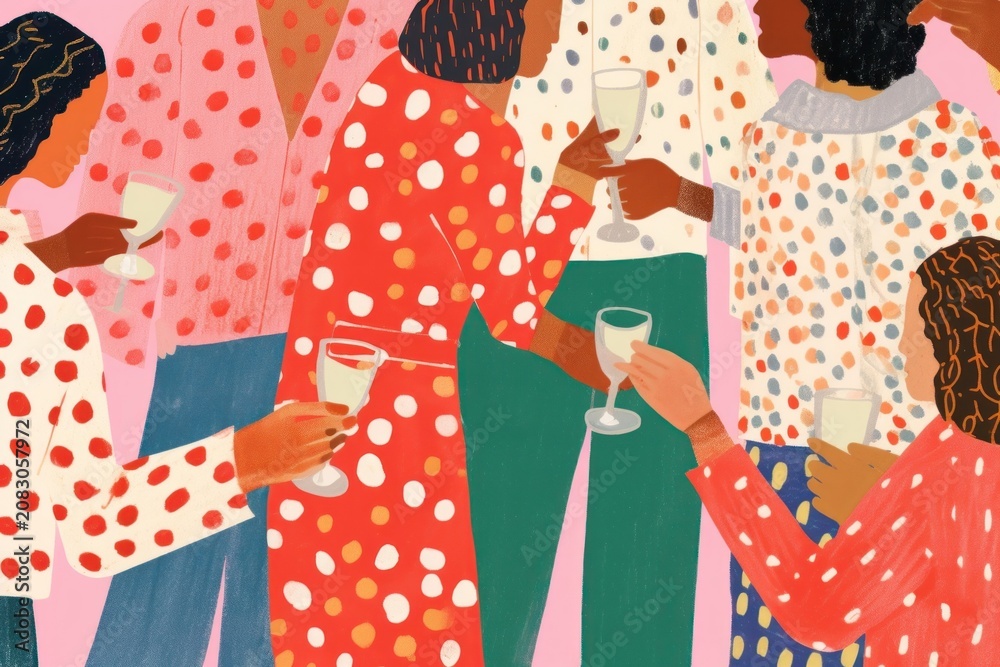 Fototapeta premium Champagne painting drinking pattern.