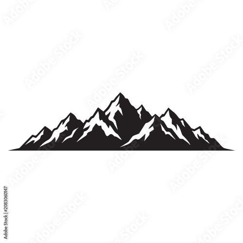 Photos Mountain Range Silhouette Against White Background A Minimalist Graphic Represen