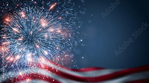 Vibrant Night Celebration with Fireworks and Flowing Patriotic Fabric