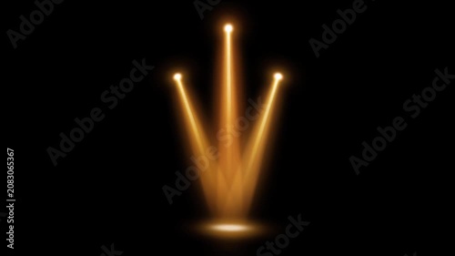 Realistic yellow light beam spotlight on black background.