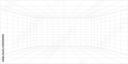 Quadro su tela Perspective grid background 3d Vector illustration