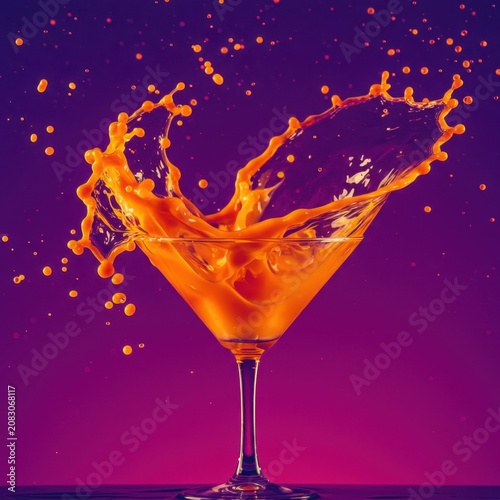 Fresh Orange Beverage Splash with Vibrant Liquid Motion and Refreshing Summer Drink Presentation