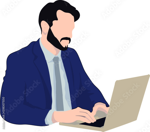 a professional businessman typing on a laptop computer. Ideal for corporate business, office work, remote work, finance, technology, and professional services.