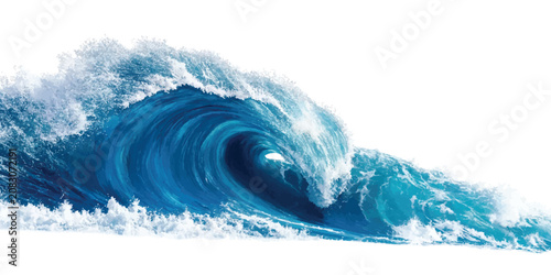 Картината върху платно Powerful crashing ocean wave with white sea foam isolated on white background cr