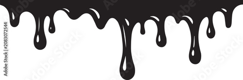 Black dripping paint or ink effect with drops Vector