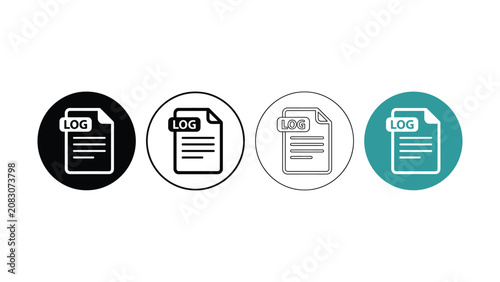 Billede på lærred Four different colored log icons in circles on white background