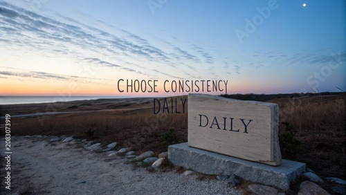 Inspirational Quote on Stone Landscape with Sunset and Sky Reflection for Personal Growth and Motivation Journey