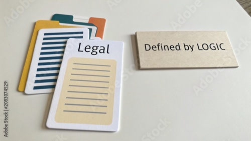 Legal documents and cards illustrating the concept of organization and logic in professional settings and workflows
