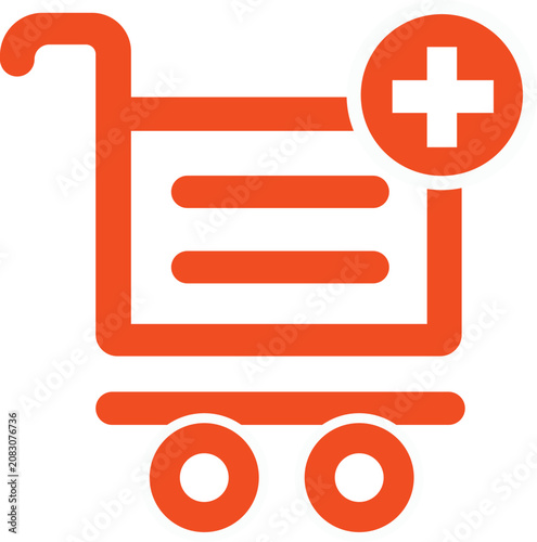 Shopping Cart Icon with Plus Sign Vector Illustration for Online Medical Shopping Healthcare E Commerce and Pharmacy Design