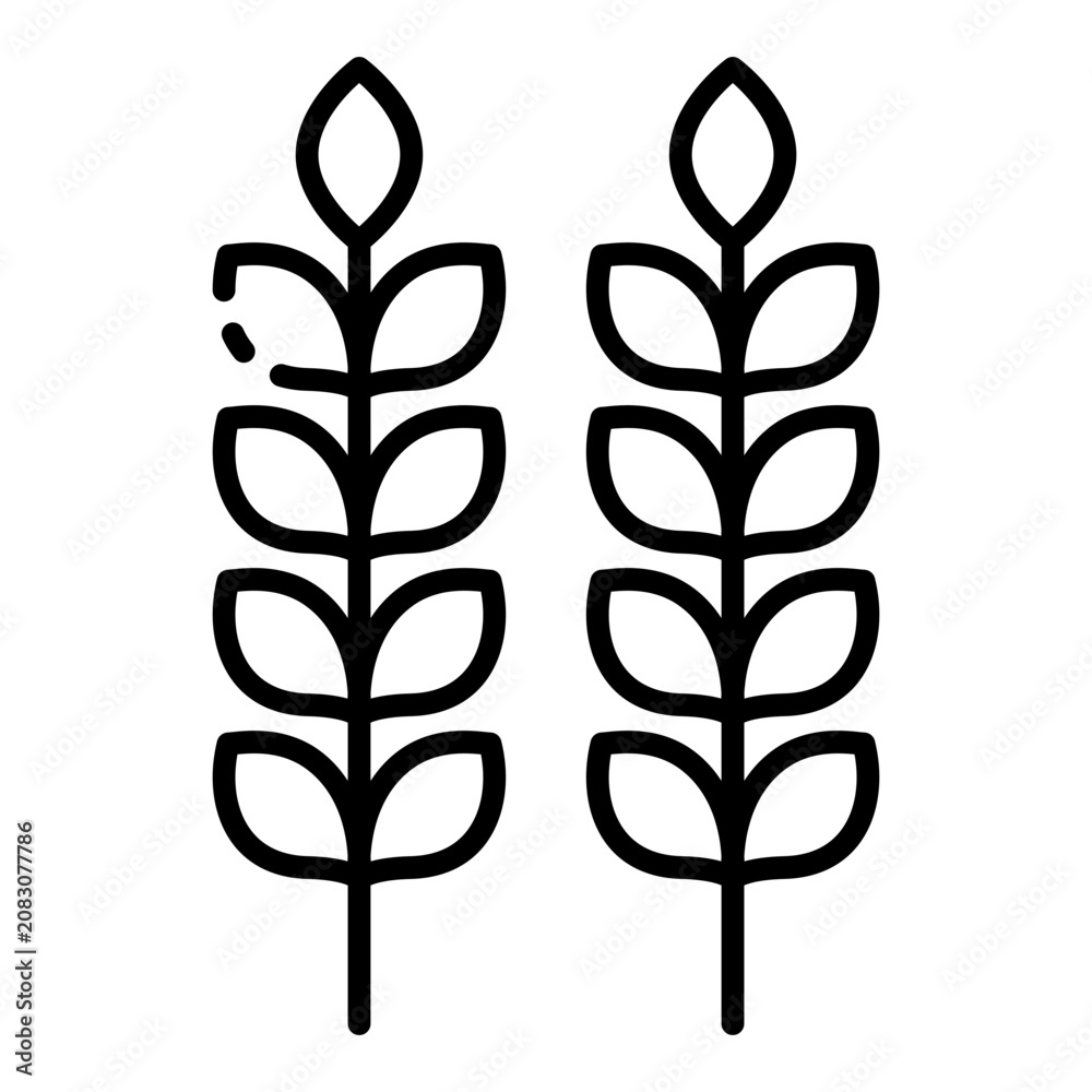 Fototapeta premium wheat icon. pair of wheat stalk grain. autumn harvest crop and agriculture symbol. farm and food