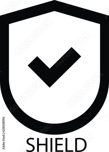 Shield with Check Mark Solid Icon, Checked sign, tick icon, Shield icon,