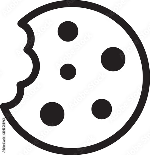 Simple cookie icon with bite mark graphic outline illustration minimalist