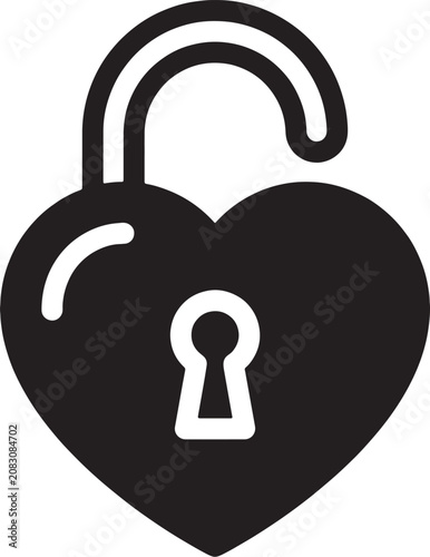 Heart shaped padlock icon symbolizing love and security with security, marriage