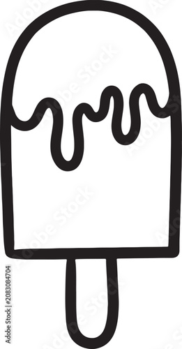 Hand drawn ice cream popsicle icon with melting frosting popsicle refreshing
