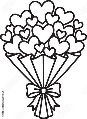 Bouquet of heart shapes tied with a ribbon for romantic celebrations, romantic
