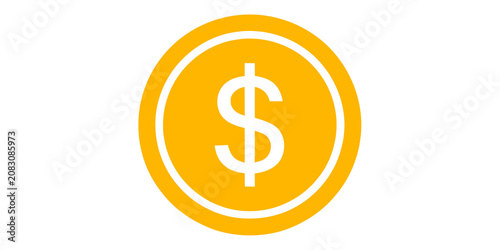 Golden dollar sign icon on transparent background