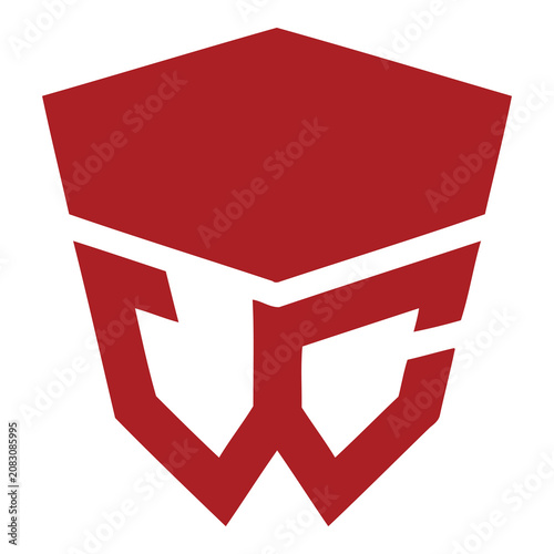 Bild auf Leinwand Red shield logo with white accents graphic symbol icon design element icon