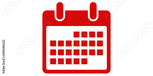 Red calendar icon with grid pattern on transparent background
