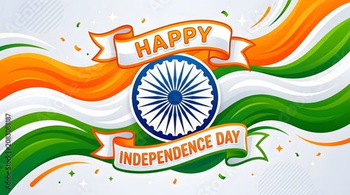 Happy independence day india celebrations with tricolor flag and ashoka chakra