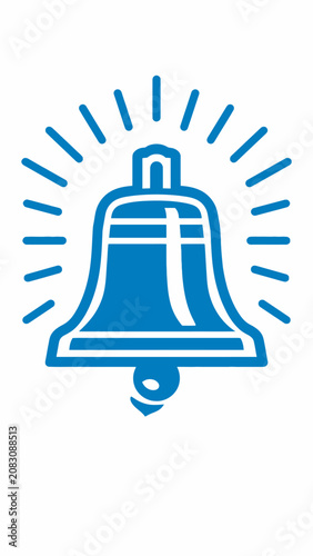 A blue bell icon with lines.