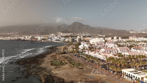 Aerial View of Tenerife, Canary Islands. Volcanic, Landscape, Ocean and Travel Stock	