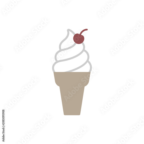 Soft serve ice cream cone with cherry.