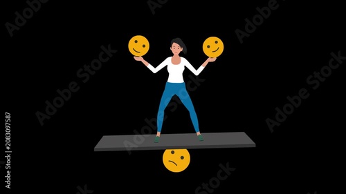 Animation video of the concept of emotional balance with alpha 