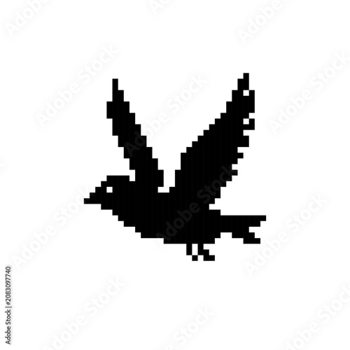 Canvastavla Flying bird wings silhouette vector