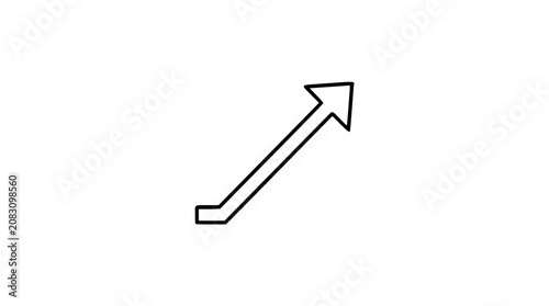 Upward trend arrow vector icon, clean outline illustration of growth direction and rising progress, minimalist hand-drawn line art for business charts, finance, analytics, and success design