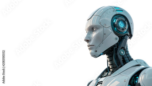 Φωτογραφία Futuristic humanoid robot cyborg head profile showing detailed mechanical elemen