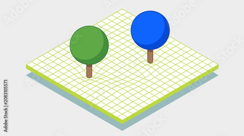 Isometric grid scene with trees on a square surface viewed from above