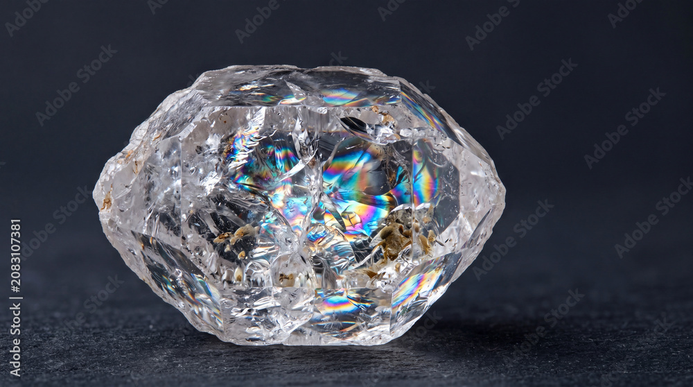 Naklejka premium Photorealistic Extreme Macro of Translucent Quartz Crystal Internal Fractures with Clean Background