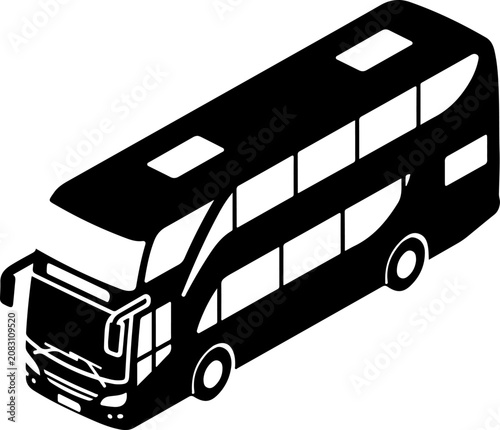 Double decker bus, black silhouette, vector illustration, transportation icon