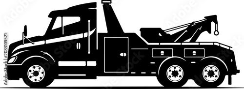 Tow truck, vehicle recovery, roadside assistance, heavy duty transport, silhouette