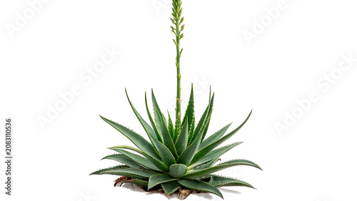 Billede på lærred Vibrant green agave succulent plant growing vertically isolated on transparent b