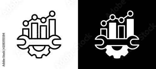 Schilderij op canvas Service Optimization whiteblack icon