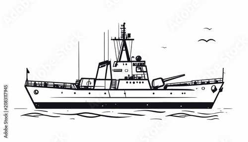 Photos Large naval vessel on the water.