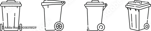 Fotografía Wheelie Bin Icons Set Vector Illustration, Wheeled Trash Bin, Waste Management a