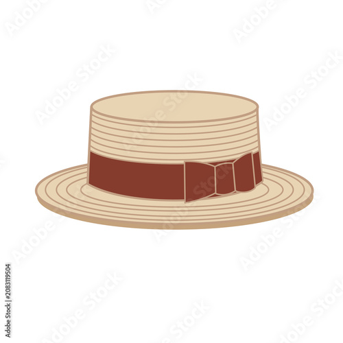 Boater Hat with Ribbon Illustration