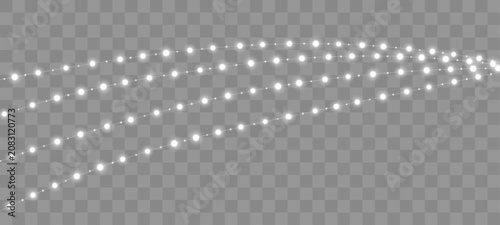 Tableau sur toile Sparkling festive light bulbs decorate a long Christmas garland with glowing effects