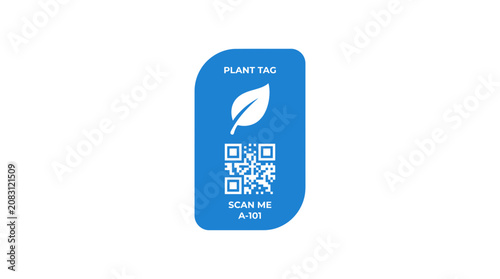 Plant Tag with QR Code and Leaf Icon - Scan Me