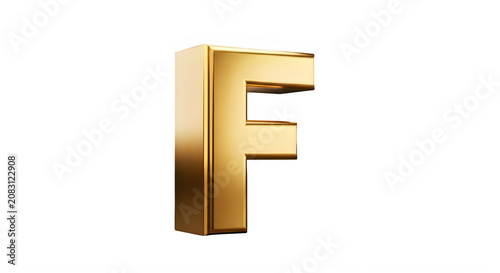 Shiny gold letter F uppercase alphabet symbol metal font transparent background