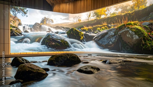 Immersive Waterfall Display - Natures Beauty Meets Modern Technology.