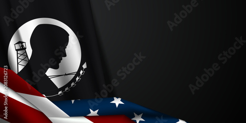 National POW MIA Recognition Day. American, POW MIA flag and area for text. Suitable for posters, banners and social media. Black background.