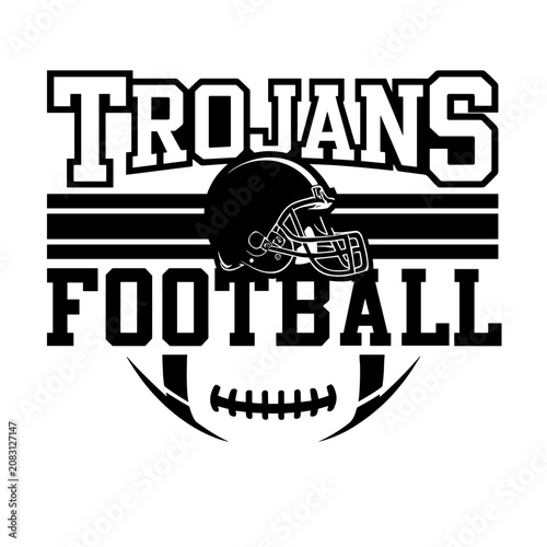 Trojans Football Team Logo Black and White Vector Design
