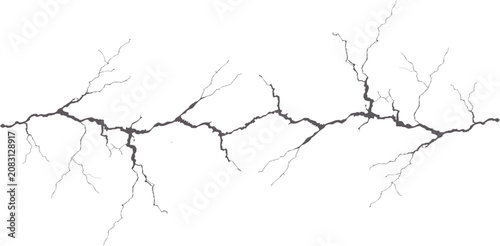 Cuadro en lienzo Realistic ground crack collection isolated on transparent PNG background with detailed fractured fissure lines