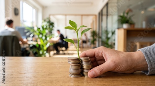 Business Investment Concept with Seedling Growing in Rich Soil