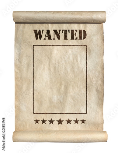wanted old paper scroll on white