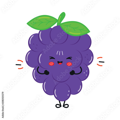 Cute Dark Blue Grape Laughing Character Expression Illustration