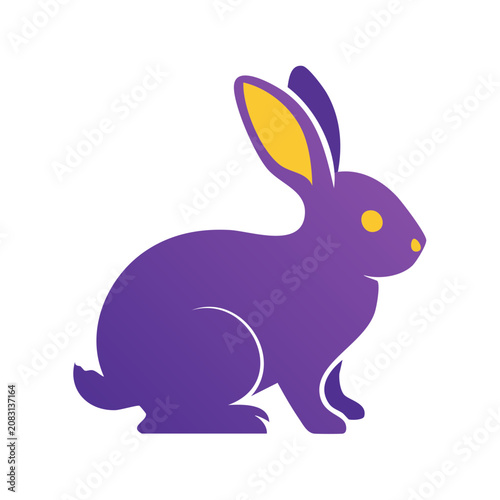 Purple Rabbit Flat Vector Illustration